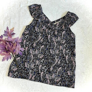 The LOFT Palm Print Ruffle Sleeve Blouse - XS